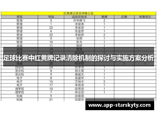 足球比赛中红黄牌记录清除机制的探讨与实施方案分析